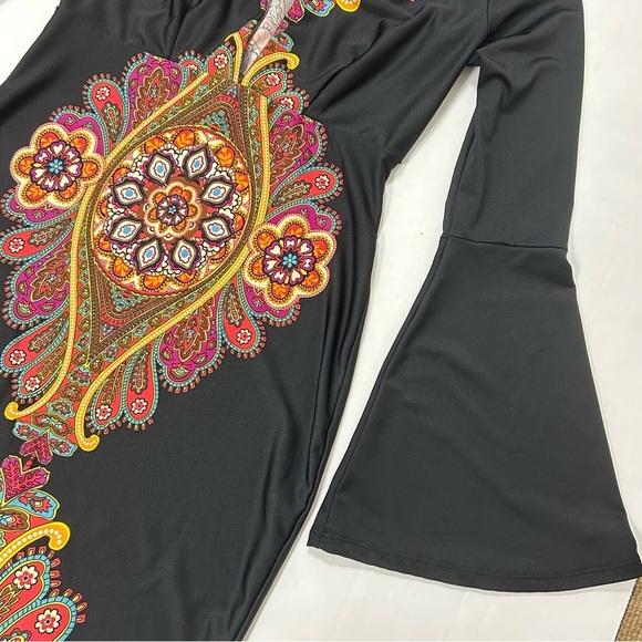 Venus Black V Neck Bell Sleeve Plunging Dress XS - Picture 5 of 13